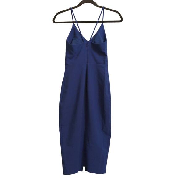 Likely Brooklyn Midi Dress Blue Stretch V Neck Sleeveless Slit Party 00 New - Picture 4 of 13